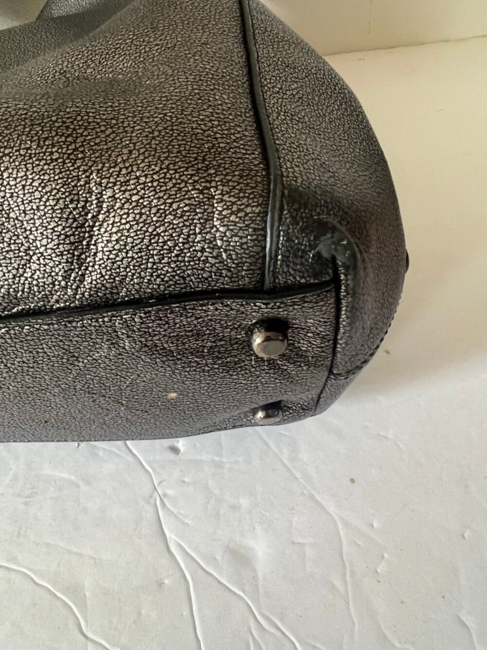 COACH EDIE PEBBLE LEATHER SHOULDER BAG 28 METALLIC SATCHEL - Picture 7 of 10